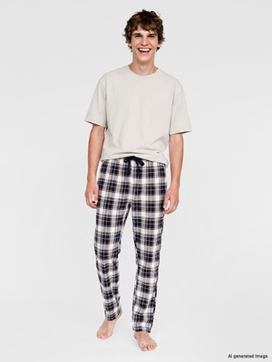 LC Waikiki Lc Waıkıkı Lacivert Regular Fit Ekose Erkek Pijama Altı