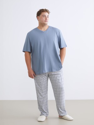 LC Waikiki Lc Waıkıkı Gri Büyük Beden Standart Kalıp Ekose Erkek Pijama Alt