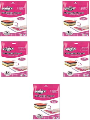 Die Grup Vindex Vakumlu Giyisi Yastık Yorgan Saklama Torbası Poşeti Hurç - Xx Large - 80X100 Cm. - 5 Paket