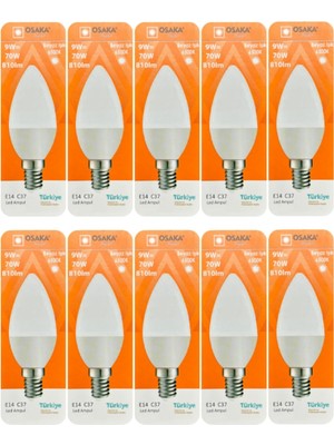 Die Grup 9W (70W) Beyaz Işık (6500K) E14 LED Mum Ampul, 10 Adet