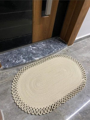 Die Grup Dublin Serisi Jüt, Desenli Kapı Önü, Paspas, Banyo Paspası, Balkon Paspası/hediyelik, Ev Eşyası Krem 50 x 80