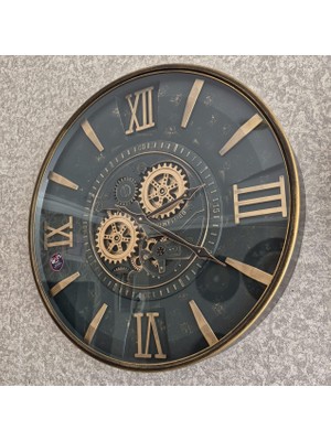 Die Grup Han Clock Petra Metal Çarklı Duvar Saati 60CM (Bakır-K.yeşil)