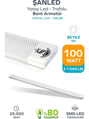 Die Grup 100WAT 120 cm Kristal Yatay LED Bant Armatür-Trafolu Beyaz Işık -1-2-4-8-10-20-40-50-100 Adettir (1)