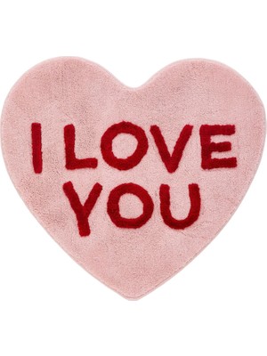 Die Grup I Love You Pembe Kalp Halı 88,9 Cm, El Dokuma Krom Kalpler Sevimli Banyo Paspası, Havalı Mutfak Halıları, Kaymaz Banyo Paspası, Onun Için Yeni Ev Hediyesi