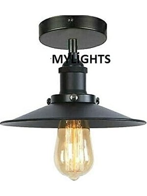 Die Grup Mylights Retro Mat Siyah Rustik Vintage Tavan Avize Tavan Armatür Kople Metal Üründür En 22CM