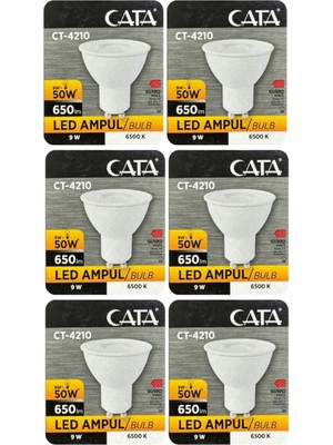 Die Grup Cata 9W (50W) Beyaz Işık (6500K) GU10 Duylu LED Spot Ampul, 6 Adet