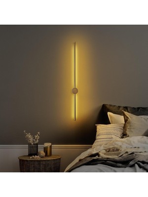 Die Grup Modern Uzun Çubuk LED Aplik, Parlak Gold Duvar Lambası, 13W 3000K Sarı Işık, IP65 Dış Mekan ve Banyo Uyumlu Dekoratif Aydınlatma (91 Cm)