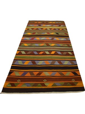 Die Grup Zehra Abla Halı Antika El Dokuma Seçkin Cerit Yörükleri Meşhed Iran Yün Kilim 5437 RENKLI-160 x 400
