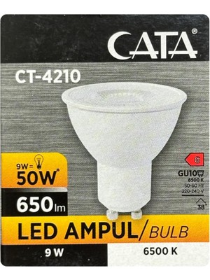 Die Grup Cata 9W (50W) Beyaz Işık (6500K) Dim Edilebilir GU10 Duylu LED Spot Ampul