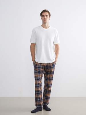 LC Waikiki Lc Waıkıkı Sarı Standart Kalıp Ekose Erkek Pijama Alt
