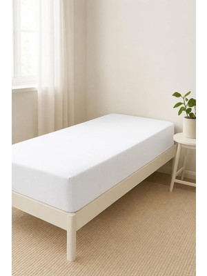 Die Grup Tek KIŞILIK%100 Pamuklu Penye Lastikli Çarşaf Beyaz 100X200 cm