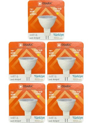 Die Grup 7W (50W) Sarı Işık (3000K) MR16 LED Çanak Ampul, 5 Adet