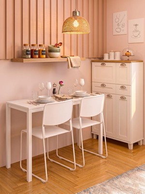 Die Grup Minimal Beyaz Çok Amaçlı Masa – 116X45X75 cm | Güçlendirilmiş Metal Profil Ayaklı