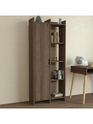Die Grup Offer Çok Raflı, Tek Kapaklı Kitaplık Naturel - 180 Cm, Ev-Ofis, Kütüphane