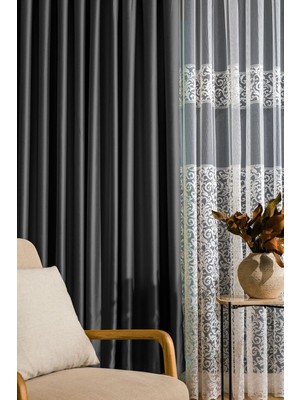 Die Grup Sık Pileli Füme Blackout Karartma Kumaştan Fon Perde 1x3 COLOR24 Tek Kanat Blackoutsk, 160 x 250