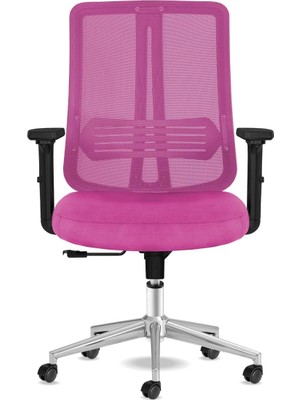 Die Grup Spark Ofis Sandalyesi Ergonomik Sırt Destekli Çalışma Koltuğu Başlıksız File Sırt (Pembe)