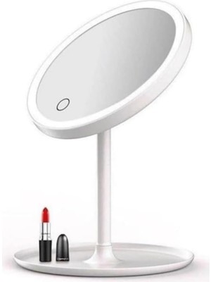 Die Grup LED Işıklı Makyaj Aynası, Dokunmatik Kontrol, Beyaz, Masa Üstü, 30CM Yükseklik, 17.5cm Çap, Ayarlanabilir Açı