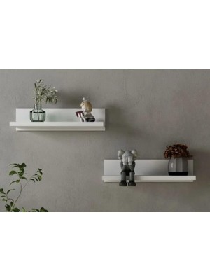 Die Grup Dekoratif Duvar Rafı, Beyaz, Modern Stil, Oturma Odası ve Yatak Odası Için Dekoratif Raf, 2'li Set
