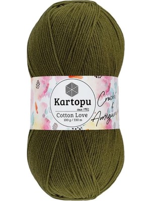Die Grup Kartopu Cotton Love El Örgü Amigurumi Ipi Yünü 100 gr K409 Haki