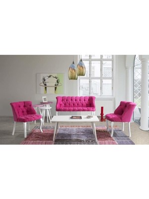 Die Grup Vinda Çay Seti Koltuk Takımı, Salon Balkon Takımı - 2+1+1 Fuşya Fuşya 70 x 180