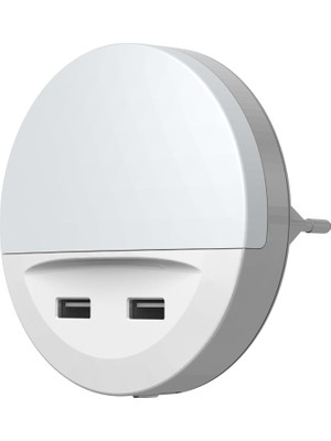 Die Grup Lunetta LED Beyaz Gece Lambası, USB Çıkışlı, Gündüz Gece Sensörü, Entegre Cep Telefonu Rafı, Takma Sistemi, Sıcak Beyaz, IP20