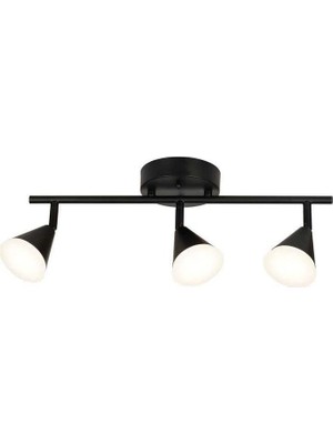 Die Grup Retro Metal Siyah 3 Lü 180 Derece Hareketli LED Spot Avize Beyaz Ampullü
