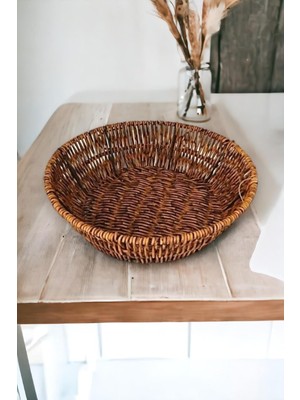 Die Grup Hasır Rattan Ekmeklik Ekmek Sepeti Yuvarlak Çap 24CM