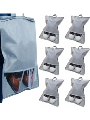 Die Grup ® 6 Adet Fermuarlı Kulplu Pencereli Ayakkabı Çantası – Saklama, Koruma ve Taşıma Çantası | Hava Alan, Şeffaf Bölmeli, Dayanıklı Kumaş – 32X45 cm