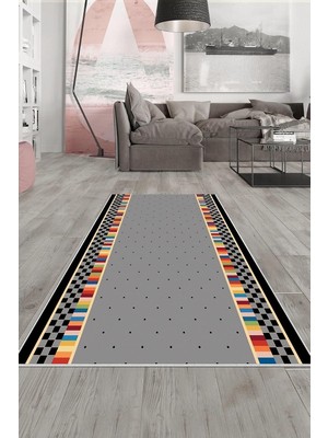 Die Grup Theclouds Çok Renkli Dama Desenli Yıkanabilir Kaymaz Taban Leke Tutmaz Modern Salon Halısı ve Yolluk, 160 x 230 AYH157L