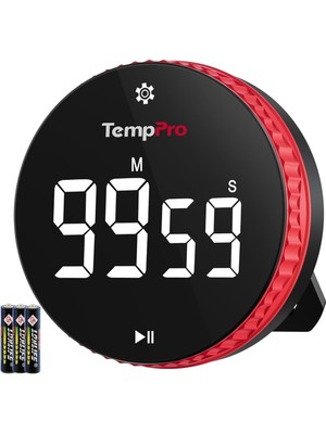Die Grup Temppro TM04 99 Saat Kapasiteli Çevirmeli Dijital Mutfak ve Ders Zamanlayıcısı, Geniş LED Ekranlı Mıknatıslı Kronometre (Eski Adıyla Thermopro)