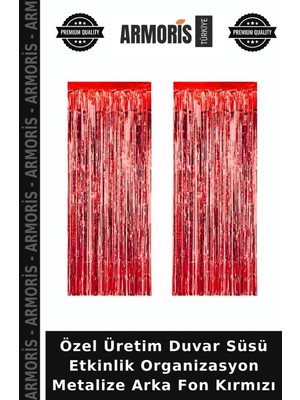 Armoris Özel Üretim Duvar Süsü Etkinlik Organizasyon Metalize Arka Fon Kırmızı