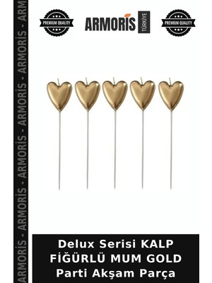 Armoris Delux Serisi Kalp Fiğürlü Mum Gold Parti Akşam Parça