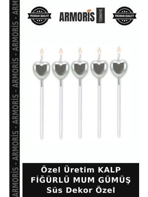 Armoris Özel Üretim Kalp Fiğürlü Mum Gümüş Süs Dekor Özel