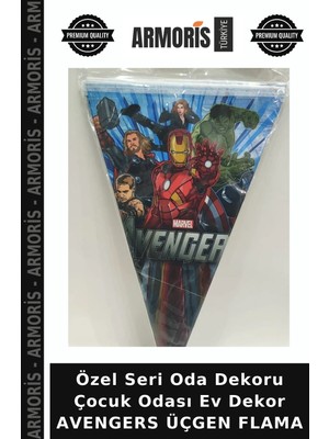 Armoris Özel Seri Oda Dekoru Çocuk Odası Ev Dekor Avengers Üçgen Flama