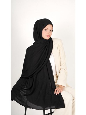 Revam Collection Pamuklu Düz Yüksek Kalite Şal Siyah