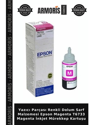 Armoris Yazıcı Parçası Renkli Dolum Sarf Malzemesi Epson Magenta T6733 Magenta Inkjet Mürekkep Kartuşu