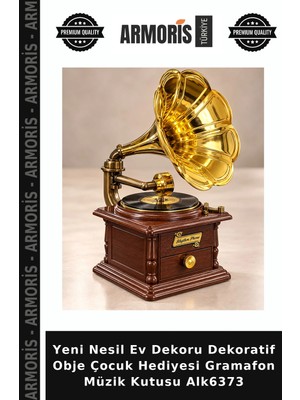 Armoris Yeni Nesil Ev Dekoru Dekoratif Obje Çocuk Hediyesi Gramafon Müzik Kutusu ALK6373