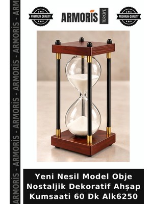 Armoris Yeni Nesil Model Obje Nostaljik Dekoratif Ahşap Kumsaati 60 Dk ALK6250