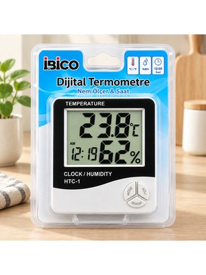 HemenGo Dijital Saat Sıcaklık ve Nem Ölçer (Pilli) Hmngoakllıbyi