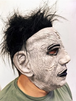 Bezos Siyah Saçlı Michael Myers Lateks Yüze Tam Yapışan Et Maske Korku Maskesi BZS10