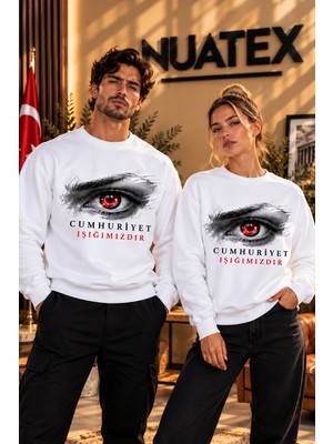 Nuatex 29 Ekim Cumhuriyet Bayramı Özel Tasarım Baskılı 3 Iplik Şardonlu Regular Kalıp Sweatshirt