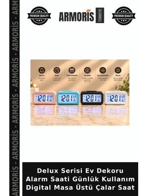 Armoris Delux Serisi Ev Dekoru Alarm Saati Günlük Kullanım Digital Masa Üstü Çalar Saat