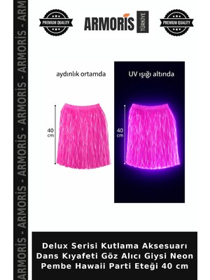 Armoris Delux Serisi Kutlama Aksesuarı Dans Kıyafeti Göz Alıcı Giysi Neon Pembe Hawaii Parti Eteği 40 cm