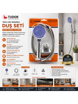 Bezos Krom Vakumlu Lüks Duş Seti - 150 cm Metal Yaylı Hortum BZS10