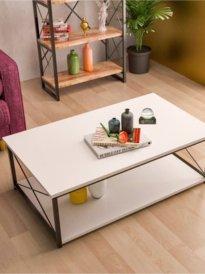 Bezos Double Orta Sehpa Beyaz 90X50 cm BZS10