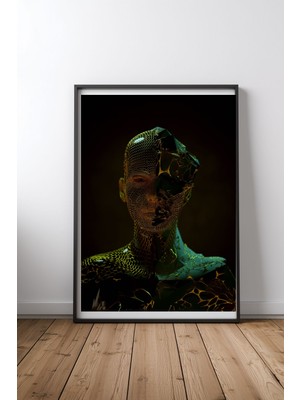 Keyf Home Abstract Portrait Iv Siyah Çerçeveli Mdf Tablo Poster Salon Duvar Dekoru Hediye