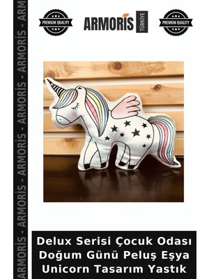 Armoris Delux Serisi Çocuk Odası Doğum Günü Peluş Eşya Unicorn Tasarım Yastık