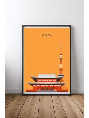 Keyf Home Tokyo Travel Snippet Siyah Çerçeveli Mdf Tablo Poster Salon Duvar Dekoru Hediye