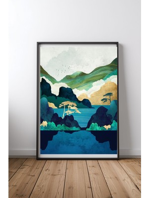 Keyf Home Escape Siyah Çerçeveli Mdf Tablo Poster Salon Duvar Dekoru Hediye