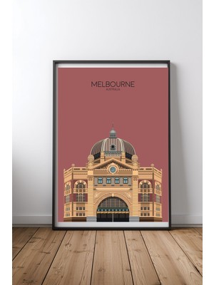 Keyf Home Melbourne Travel Snippet Siyah Çerçeveli Mdf Tablo Poster Salon Duvar Dekoru Hediye